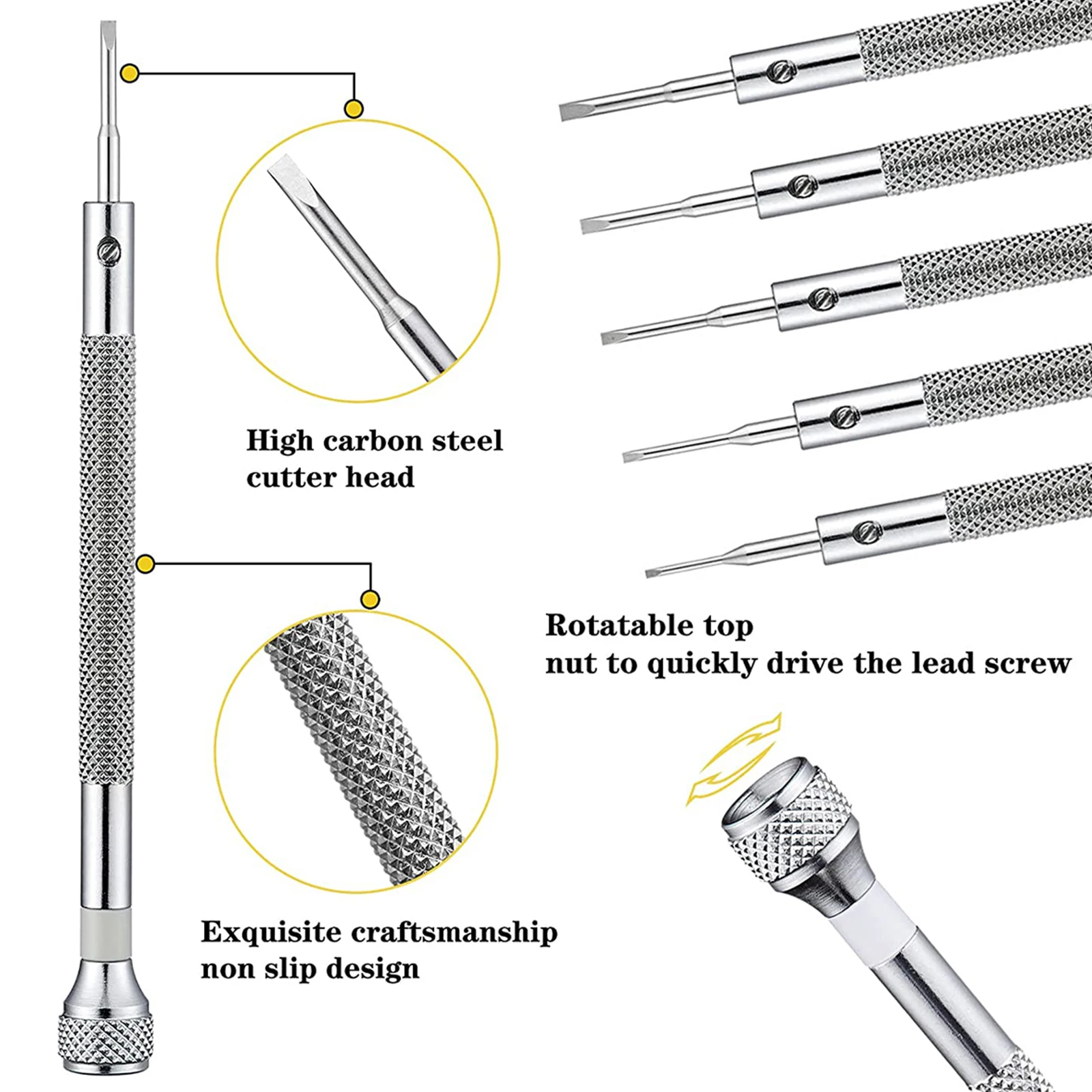 Präzisions-Schraubendreher-Set, 0,6–2,0 mm, Mikro-Kreuz-Schraubendreher-Set aus hochhartem Stahl für die Reparatur von Uhren, Brillen, Arbeiten, Elektronik – Detail 2