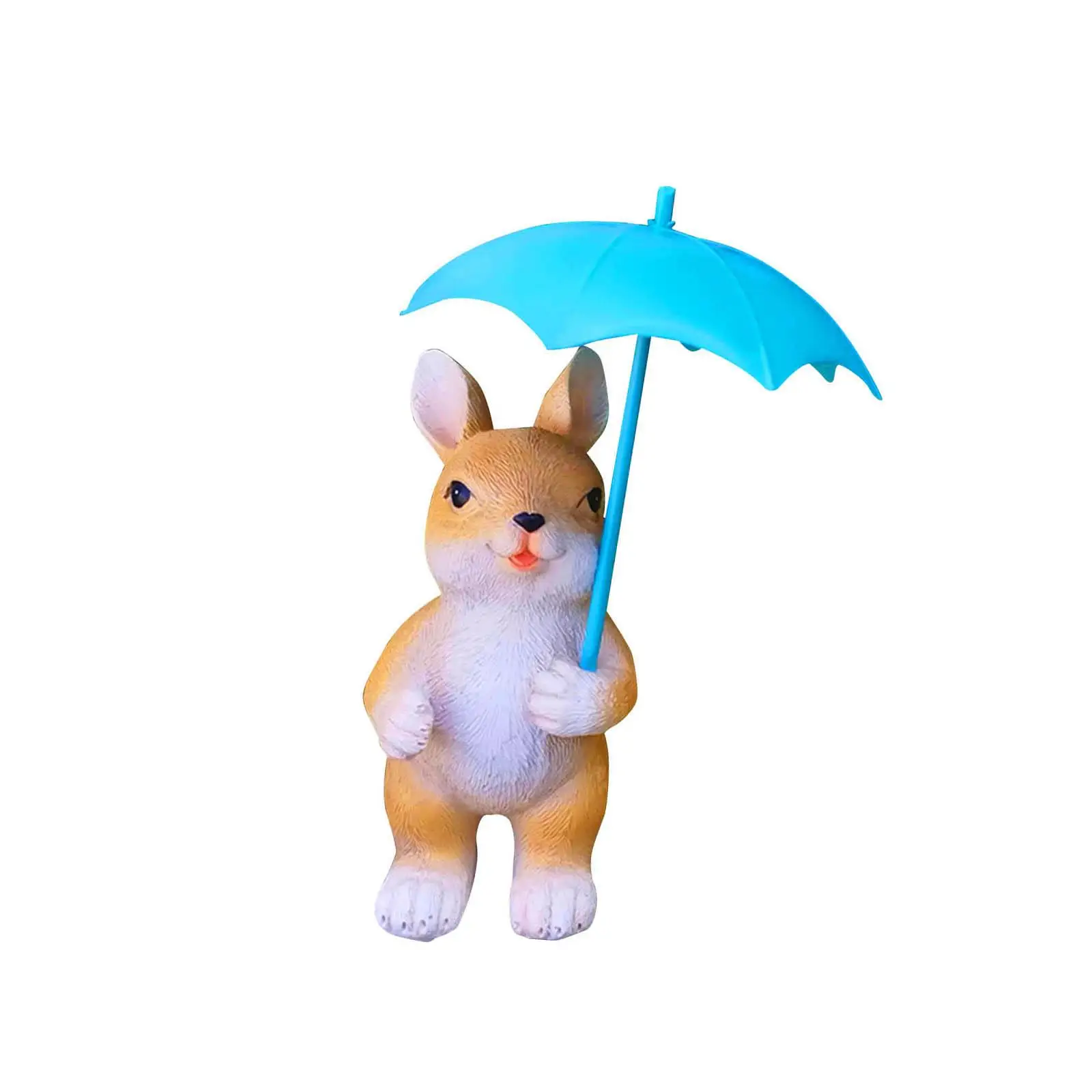 Umbrella Rabbit Statue Realistic Rabbit Holding Umbrella Figure Umbrella Rabbit Figurine for Porch Lawn Yard Decoration