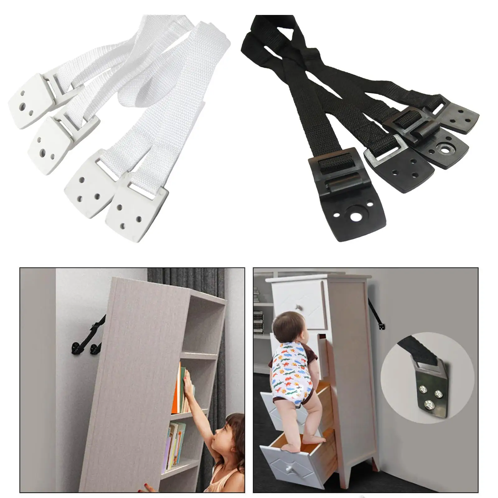 TV Anti Tip Straps Heavy Duty Secure Stand Wall Strap Harness Holder TV Safety Straps for TV Stands Cabinets Dresser Protection