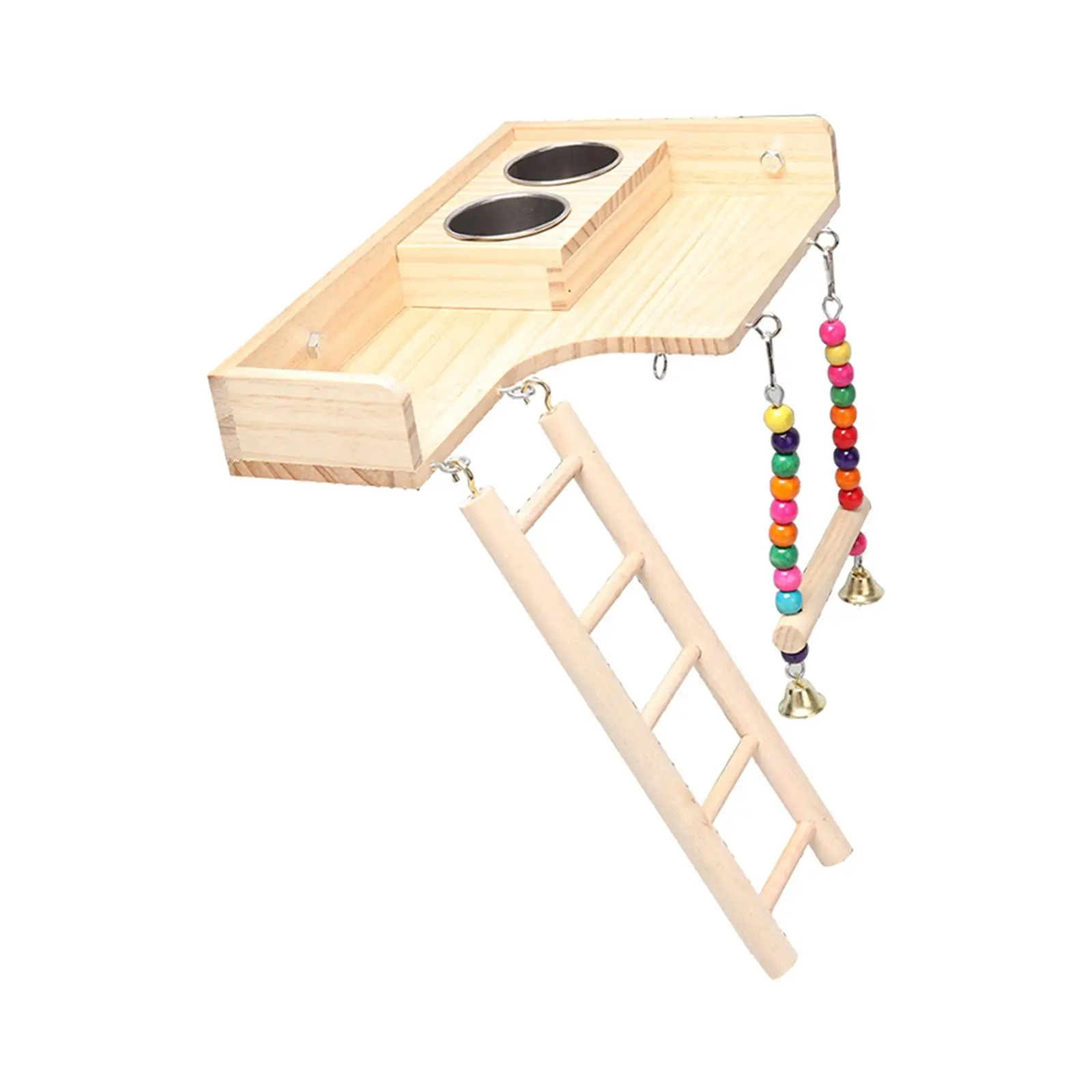 Pet Bird Parrot Playground Wooden Bird Ladder Simple Installation Accessories Bird Chewing Toy