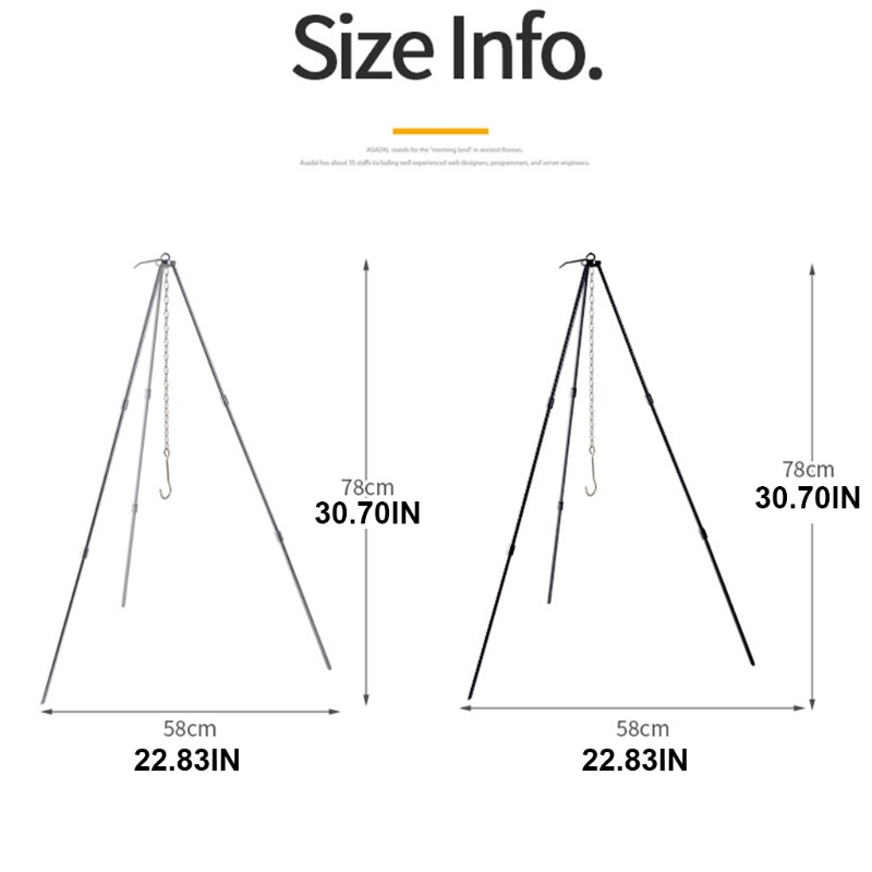 Tripé portátil para piquenique e acampamento, bonfire,