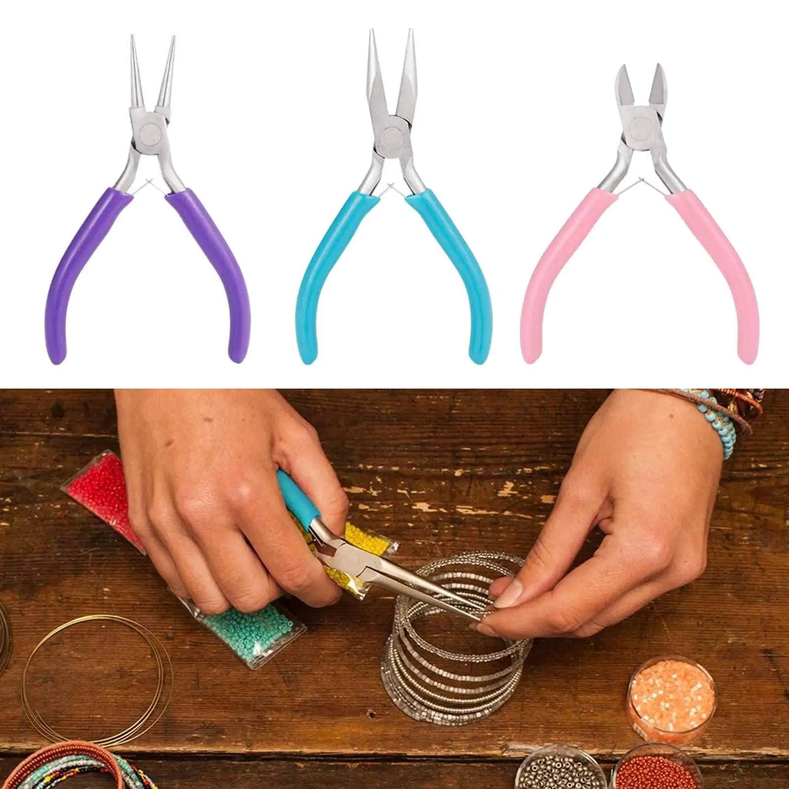 3 Pcs Jewelry Pliers Includes Round Nose Pliers, Wire  and Chain Nose Pliers wire for Jewelry Repair Making