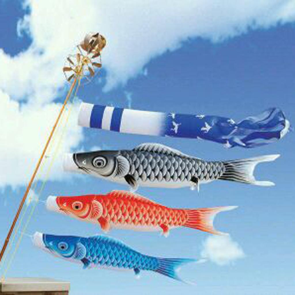 2Pcs Japanese Windsock Carp Flag Koi Nobori Sailfish Red 55cm Green 55cm