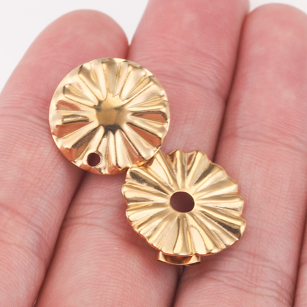 10 Stück vergoldete Sonnenblume aus Edelstahl, rund, tropfenförmig, Ohrringpfosten für Ohrringe, Schmuckherstellung, Material – Detail 8