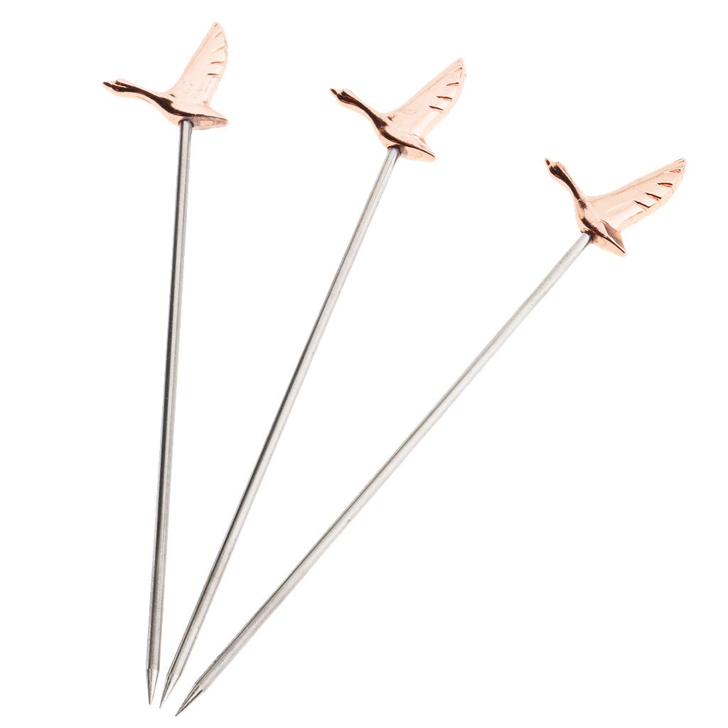 3pcs Cocktail Stirrers Stainless Stirsticks Coffee Stirrers Cocktail Skewers Cocktail Picks for Wedding Birthday Party