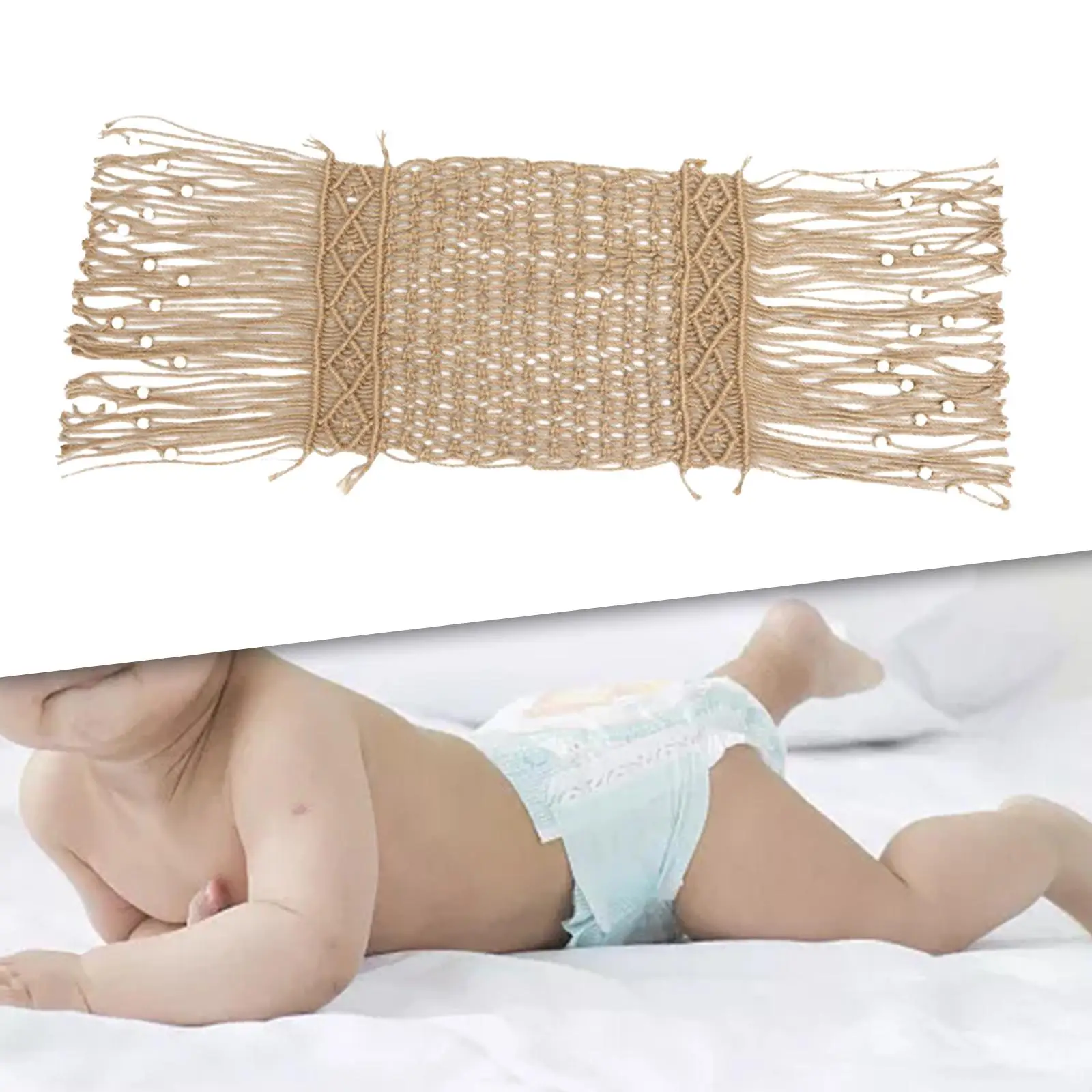 Newborn Photography Props Knitting Tassel Blanket Handcraft for Baby Shower