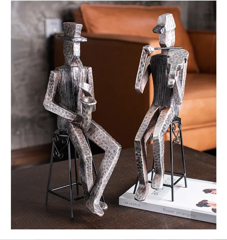Resin Character Ornaments Outdoor Sports Musician Statue Artistic Handicraft Modern Style Home Living Room Sculpture Decor Gifts