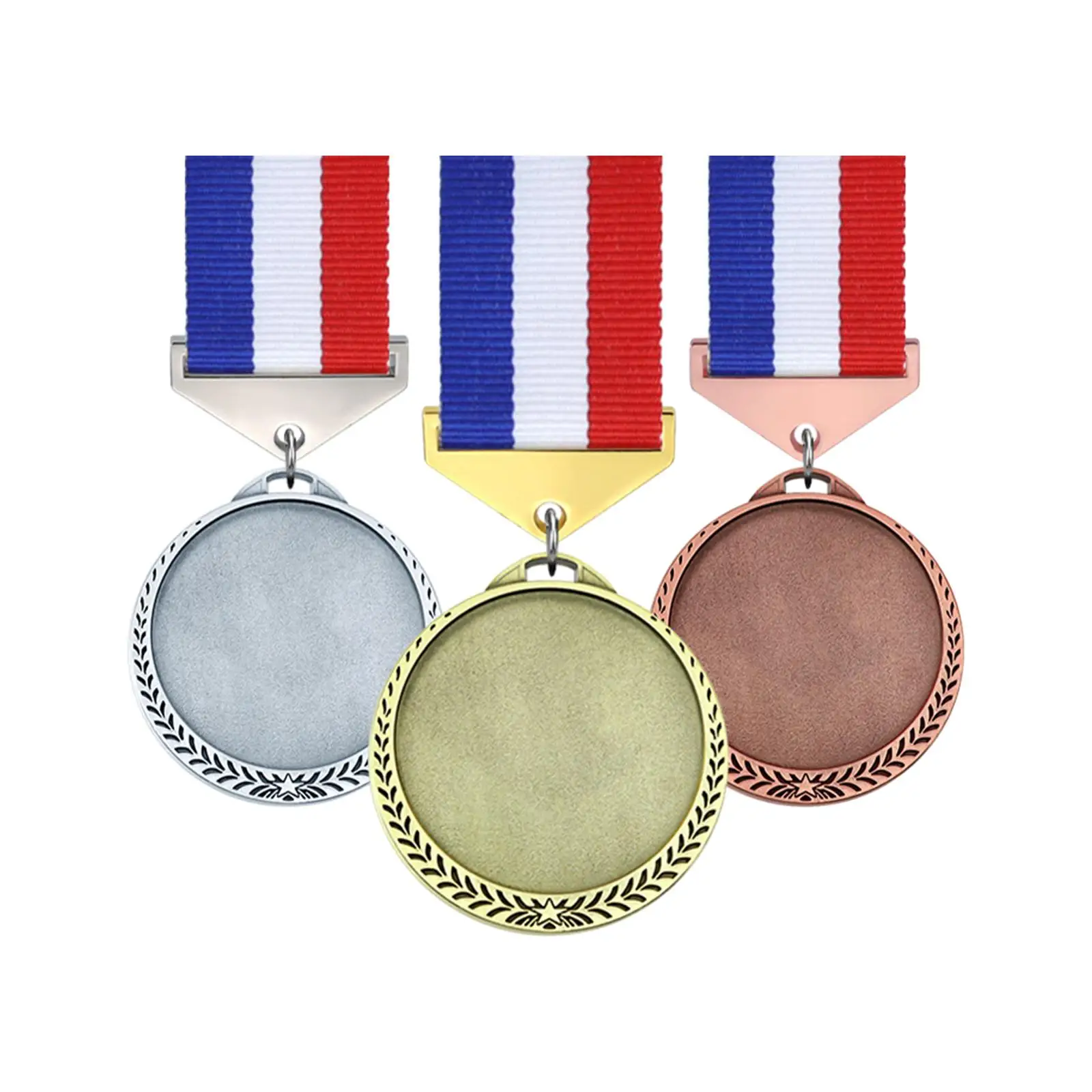 3Pcs Blank Medals Zinc Alloy Prize Gift with Ribbons Award Medals for Spelling Bees Events School Sports Baseball Softball