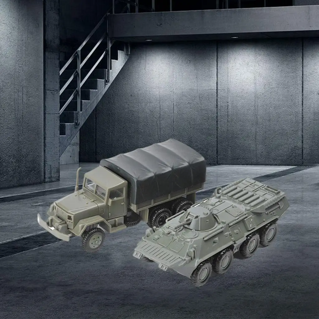 1:72 Scale 4D Armored M35 Truck & -80 Tank Model Vehicle Building Model Home Shelf Ornament