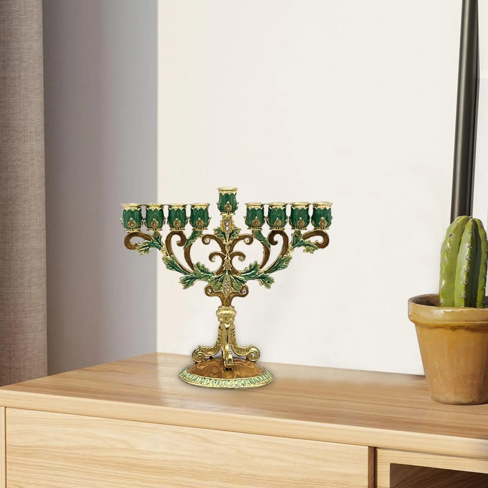 Candle Holder Candelabra with 9 Branches Antique Designed Hanukkah Menorah
