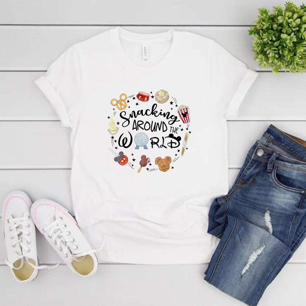 Snacking Around The World T-Shirt Epcot T-Shirt Unisex T-Shirt Kurzarm Grafik T-Shirts Passende Shirts Casual Tops T-Shirts – Detail 2