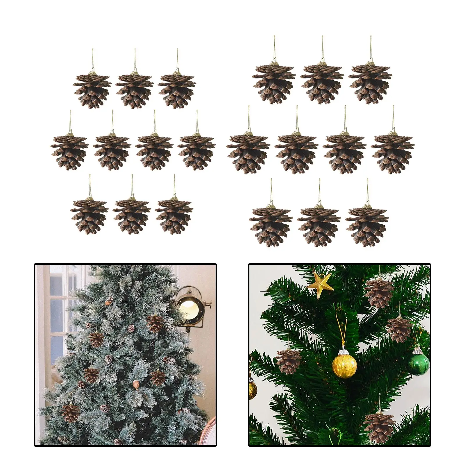 10Pcs Christmas Pine Cones Pendant Crafting Hanging Pine Cones for Decorating for Indoor Wreath Gift Tag Thanksgiving Outdoor