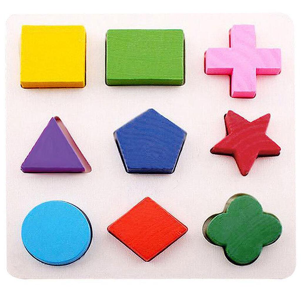 Colorful Wooden Toy Geometry Block Puzzle Matching Board  Sorting