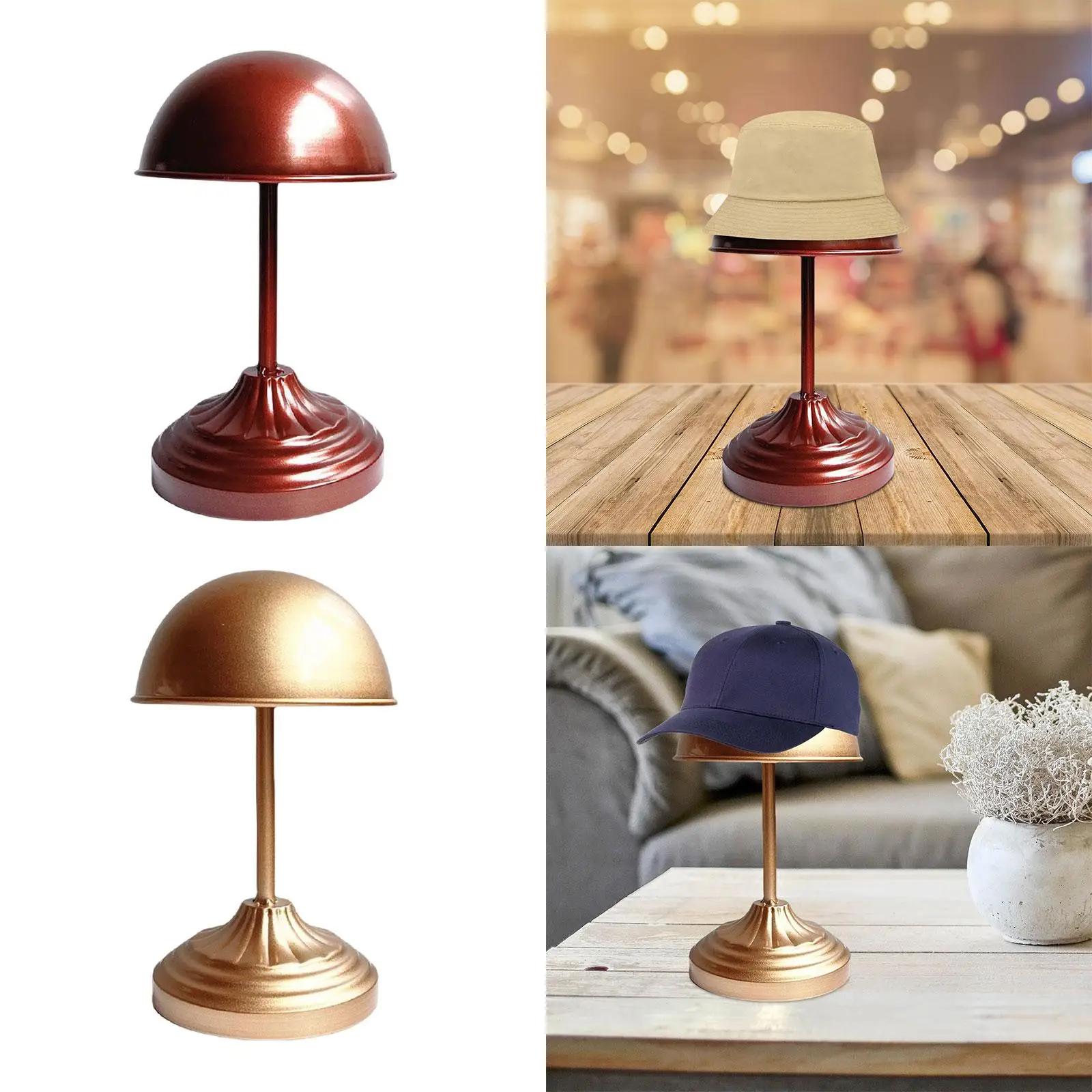 Hat Stand Vintage Iron Stable Base Sturdy Freestanding Wig Stand Holder Cap Rack Hat Holder for Tabletop Shop Styling