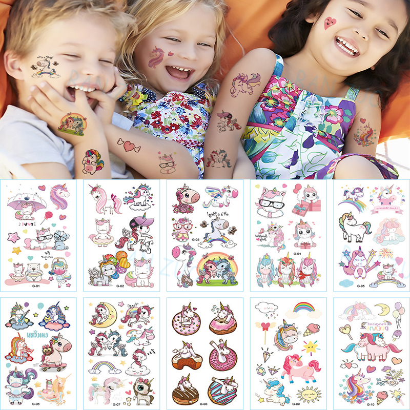 Best of Temporary Tattoos Child Children Stickers Children's Baby Tattoo Waterproof Kids Tatoos Sticker Unicorn The Face Transfer Girls Reviews & Tips