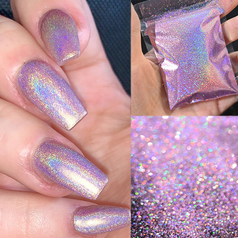 Best of 0.2mm Sparkly Pink Laser Nail Glitter Powder Super Fine Holographic Reflective Pigment Nail Gel Polish Parts Chrome Powder 5 G Reviews & Tips