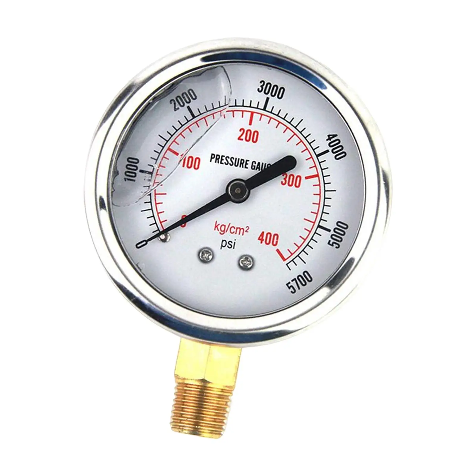 Hydraulic Pressure Gauge Fuel Pressure Vehicle Stainless Steel Case with Brass Wetted Parts