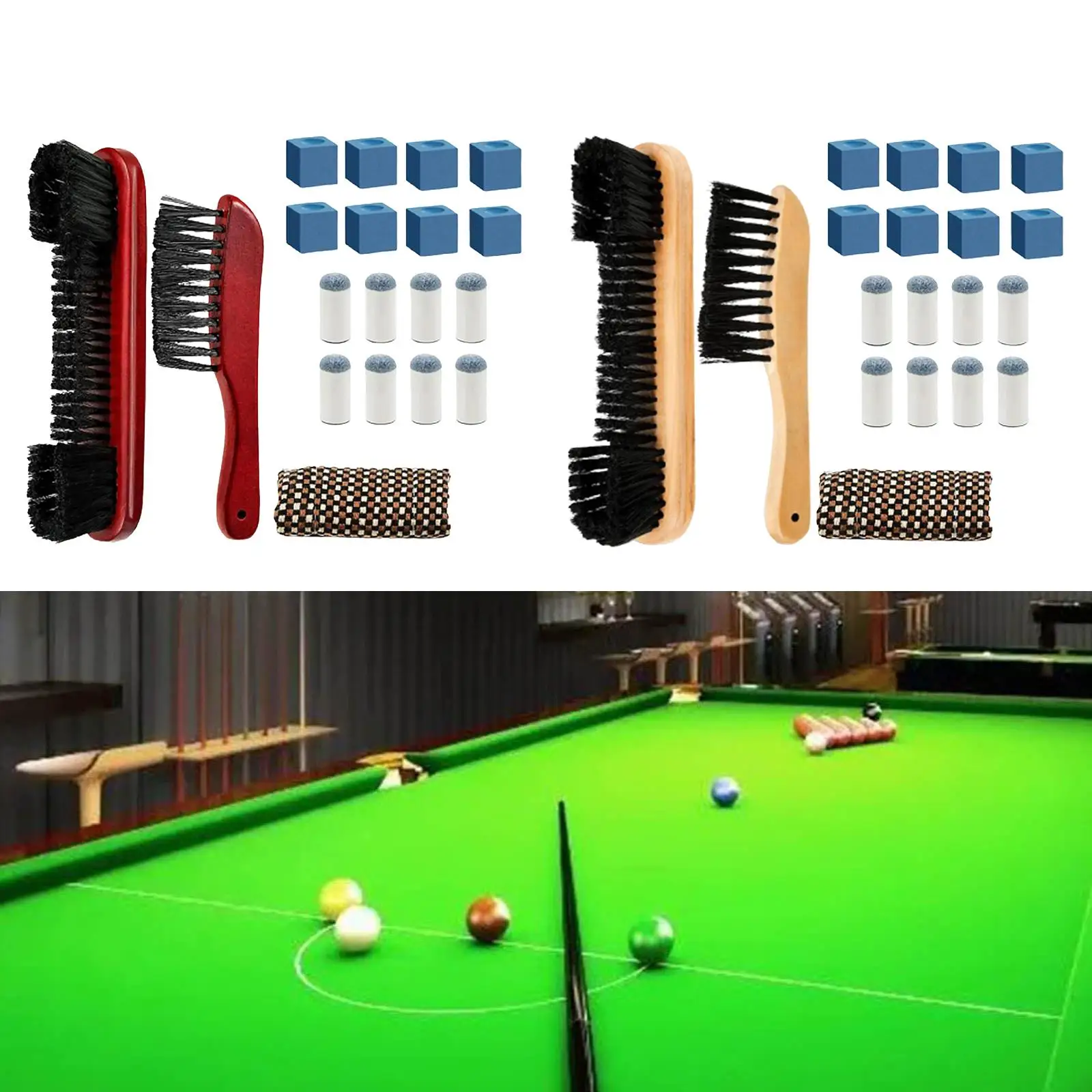 Billiards Pool Table Brush Set Cleaning Tool Cue Tips Replacements