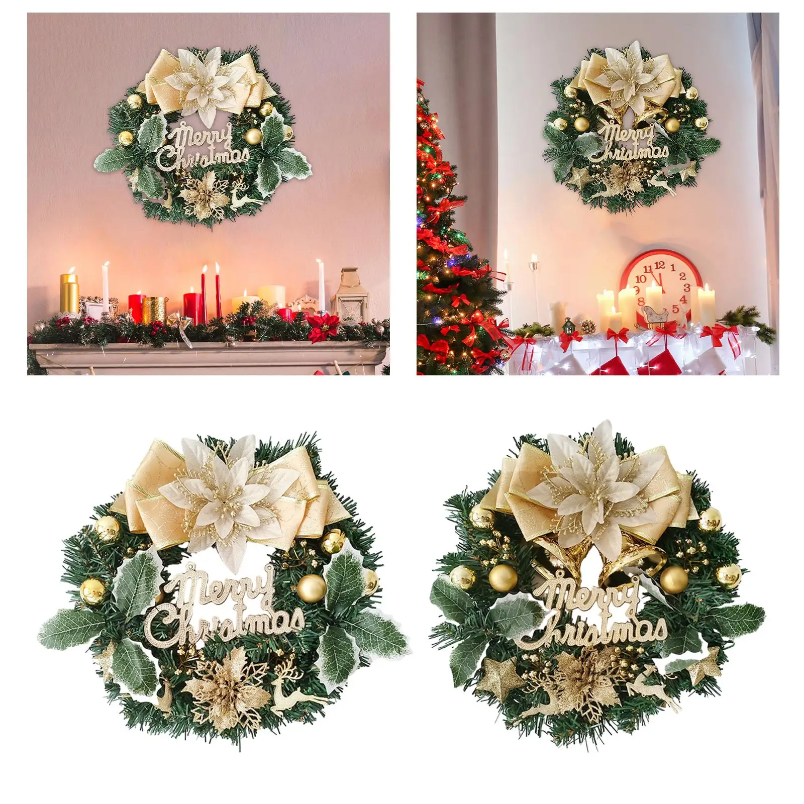 Faux Christmas Wreath Holiday Garland Decoration for Wedding Hotel Fireplace