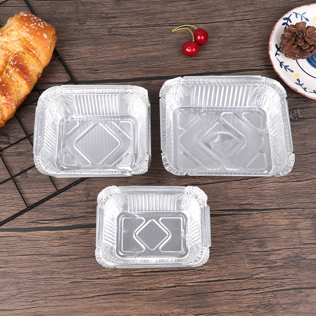 10Pcs Rectangular Tinfoil Tray Thickened Bowl Takeaway Commercial Cake  Dessert Baking Aluminum Foil Packaging Boxes - AliExpress