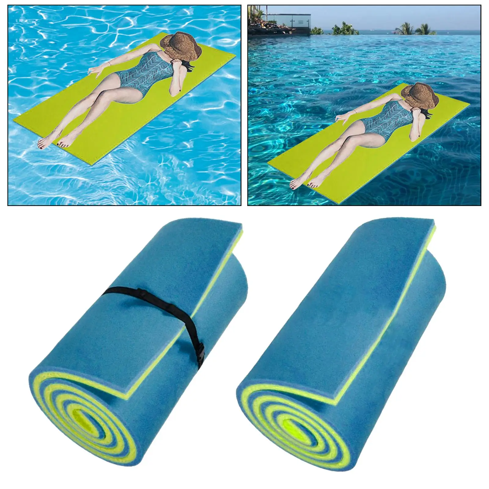 Water Float Mat Lounge Mattress Pool Float Raft High Density Floating Pad for Family Fun Boating Outdoor Outside Play