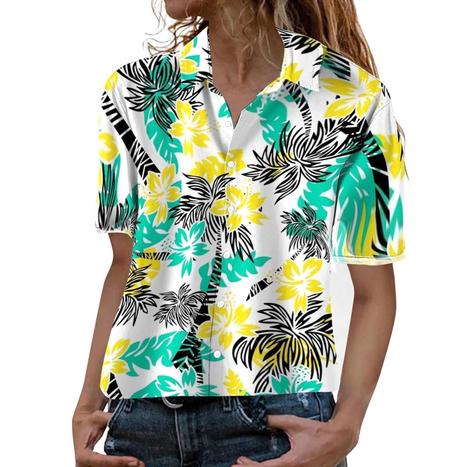 Title 11, Women Hawaiian Shirts Tropical Floral Pineapple...