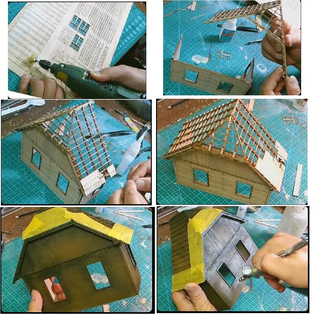 DIY   Puzzles European Wood Ruins House 1:35 Miniature War Dioramas