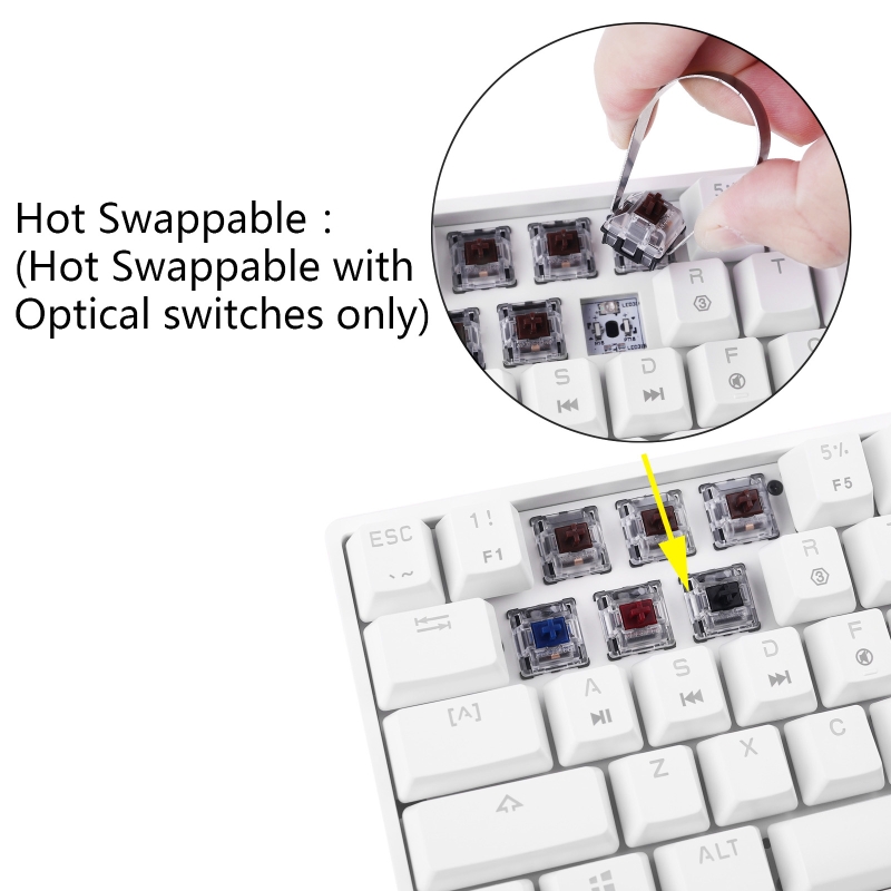 ópticos, retroiluminado, Hot swappable, Com fio, PC, SK61, Gk61, 60%