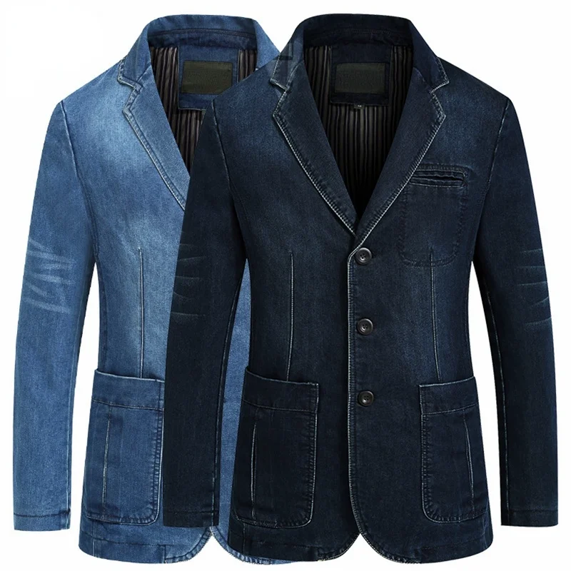 Jaqueta jeans casual masculina, bolso fino, casaco