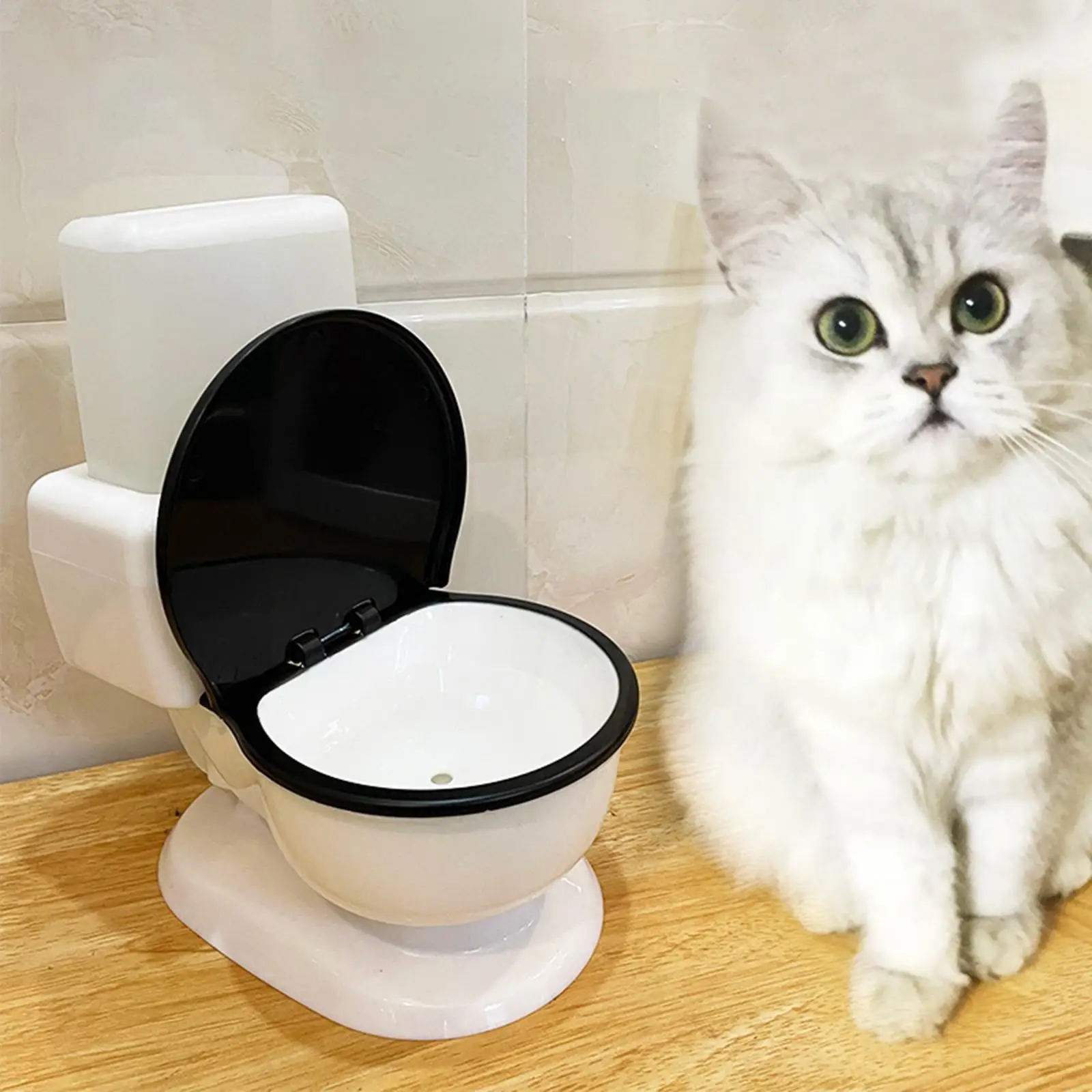 Pet Dog Cat Waterer Water Bowl Gravity Feeder Funny Toilet Shape Detachable Automatic Water Drinking Dispenser Water Fountain
