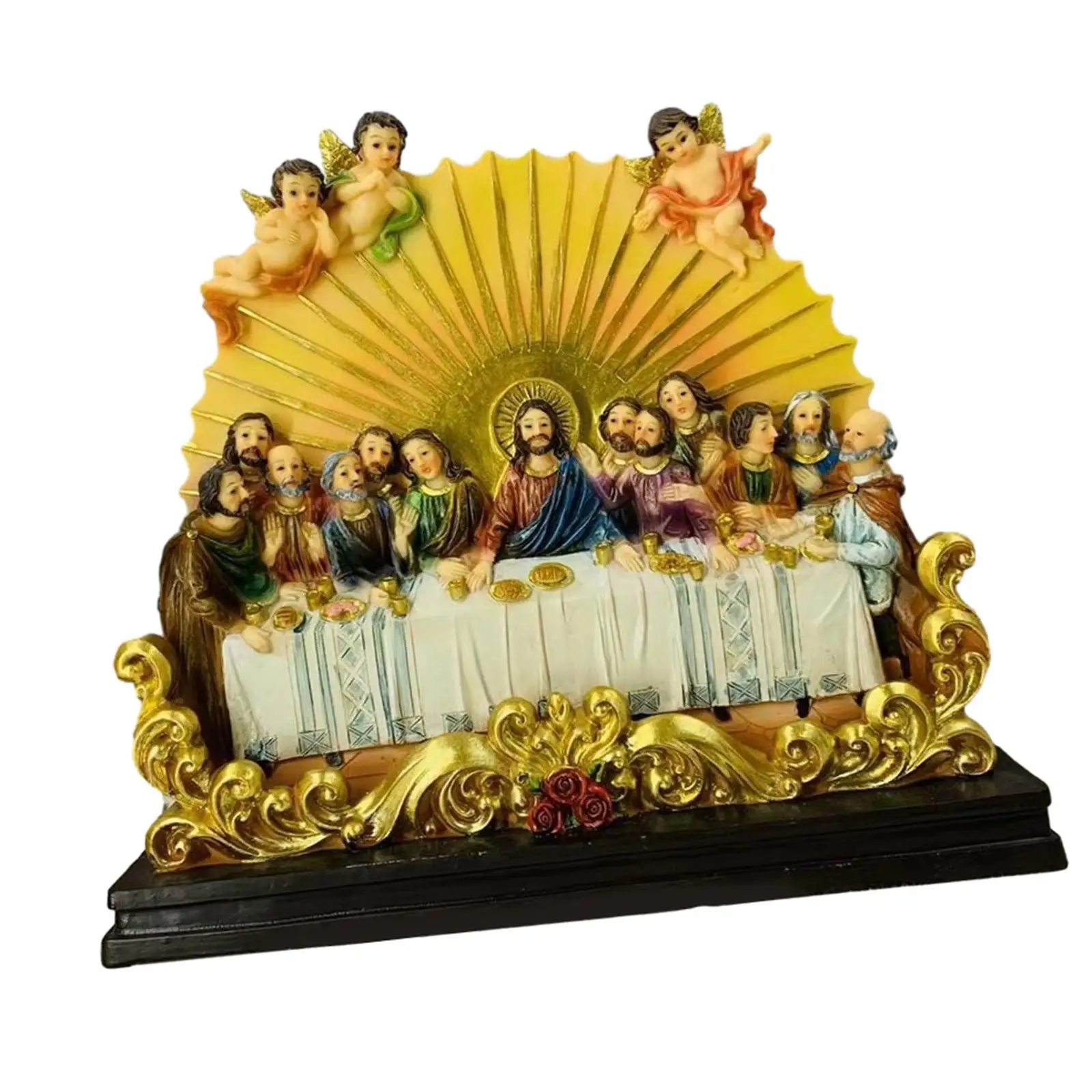 Resin Last Supper Statue Sculpture Decorative Crafts Tabletop Figurine for Office Home Living Room Ornaments Collection Gifts