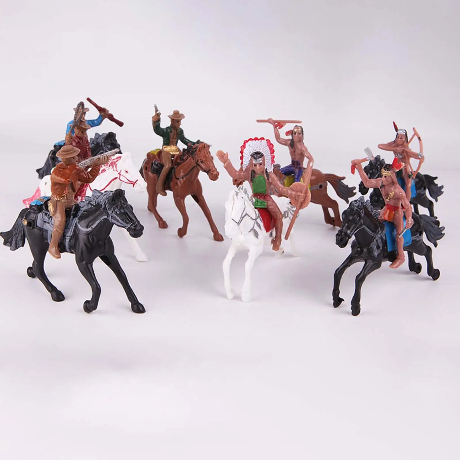Pack of 8 Western Cowboy Figures Playset for Boys Home Decoration
