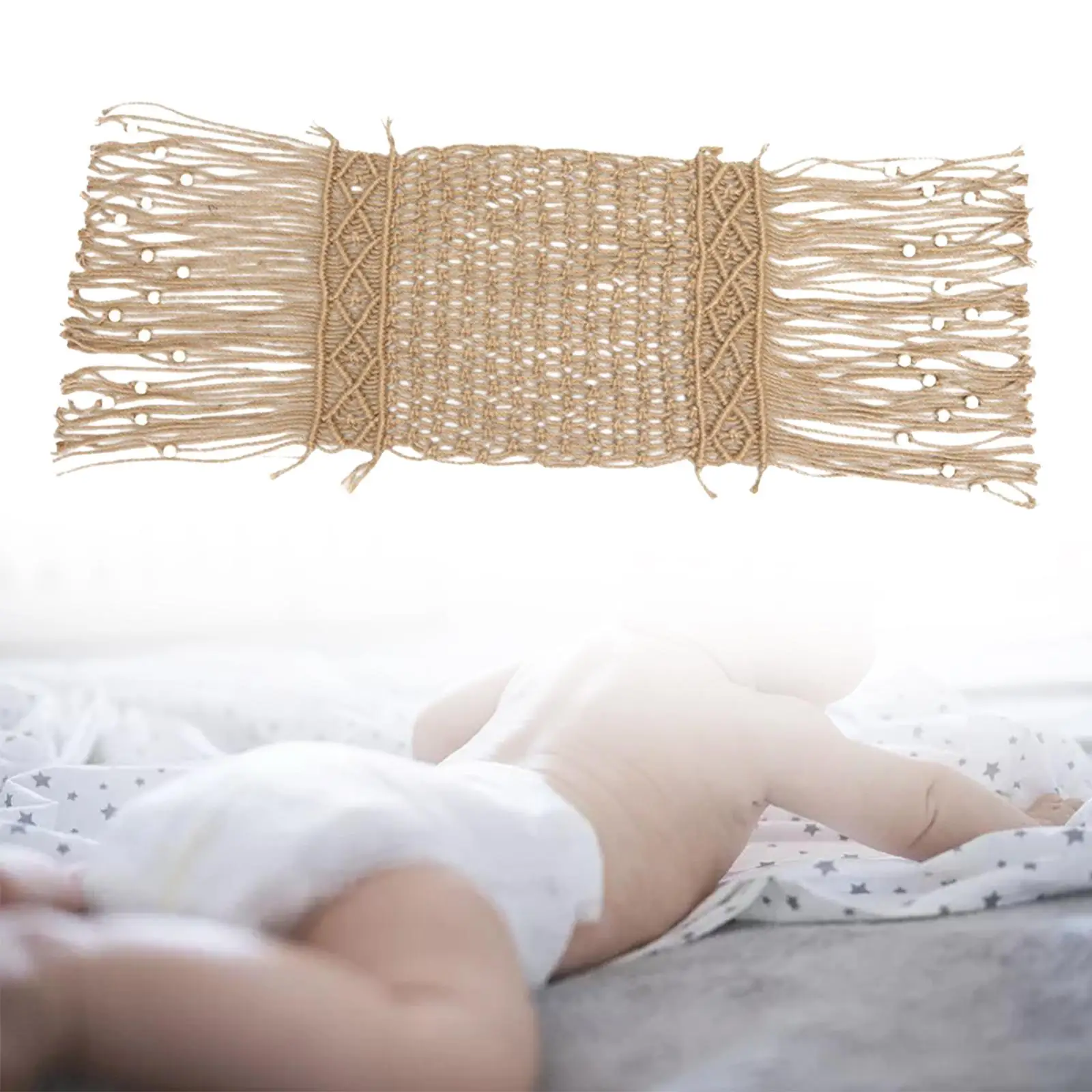 Newborn Photography Props Knitting Tassel Blanket Handcraft for Baby Shower
