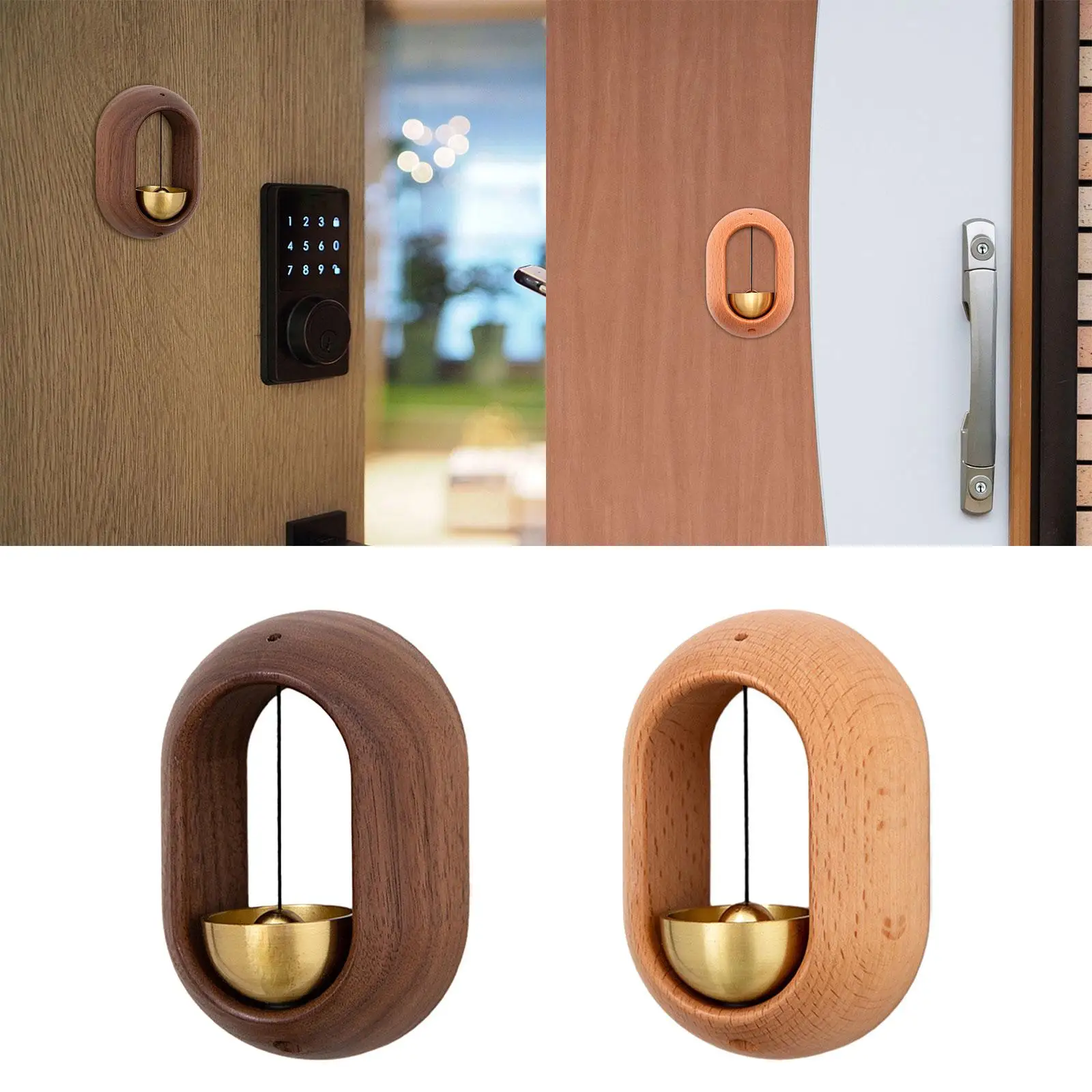 Shopkeepers Bell Japanese Style Wood Lightweight Unique Bell Ornament Doorbells for Barn Door Entrance Business Office