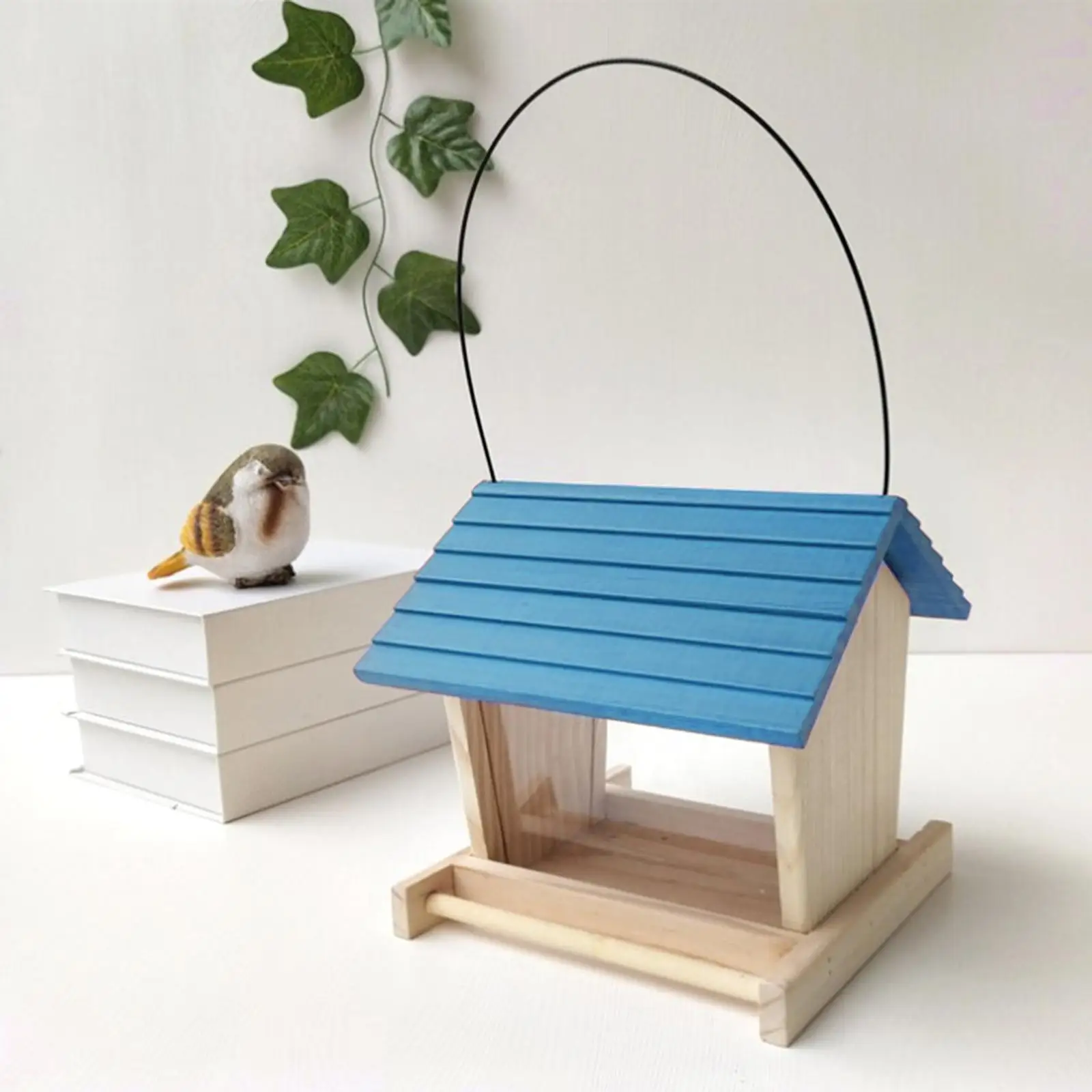 Wooden Handmade Bird Feeder, Tree Hanging Peanut & Seed Bird Feeder Squirrel Proof Feeding Station Garden Hanging