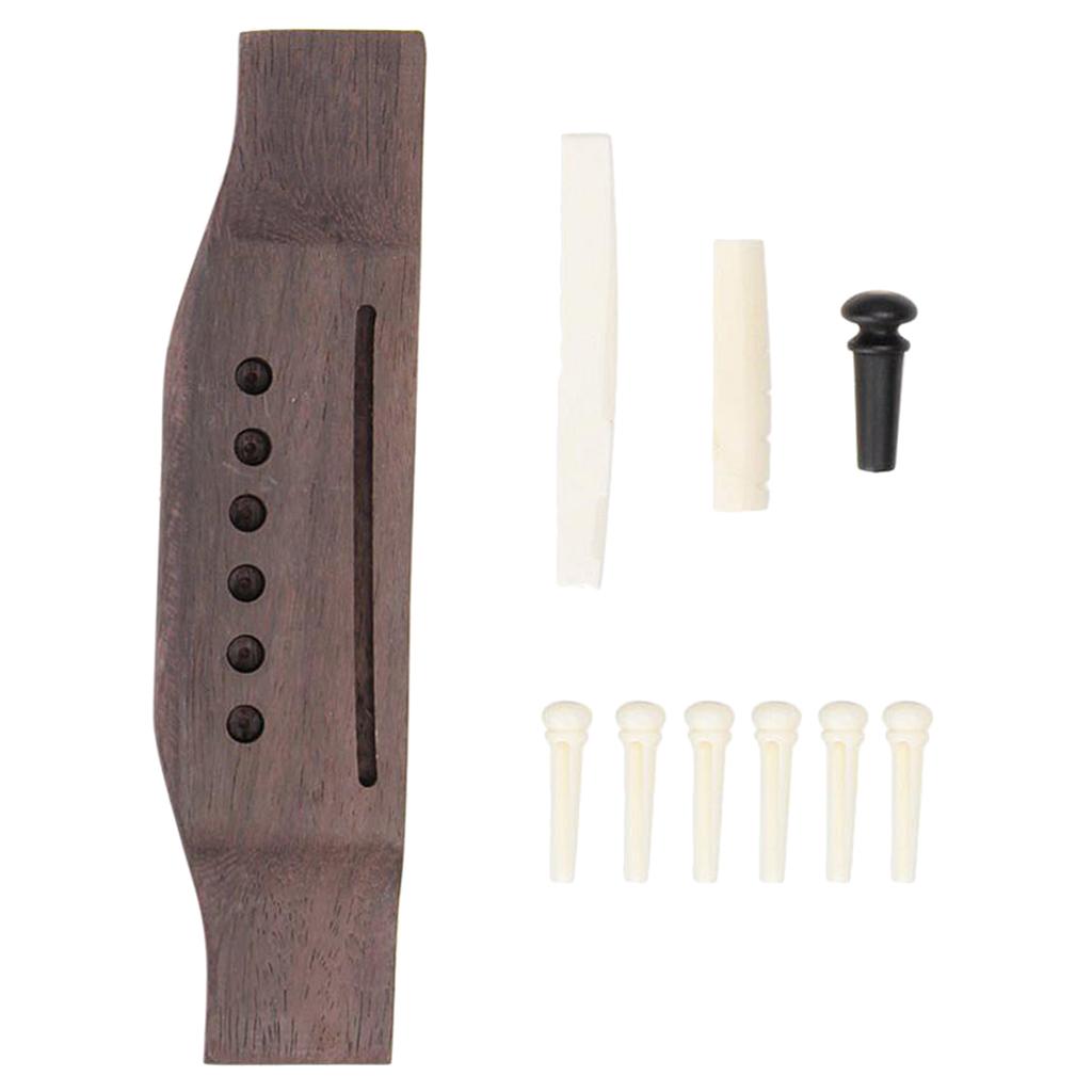 Guitar Ivory Saddle Nut & Bridge Endpin Pins & Ebony Bridge Replacement Parts