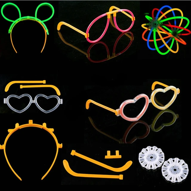 YOAOPIN 6 Set Glow Sticks Glow Party Accessories for Glowing Hat, Flower  Balls/Lantern, Love Glasses,Round Luminous Glasses, Hair Hoop and Butterfly