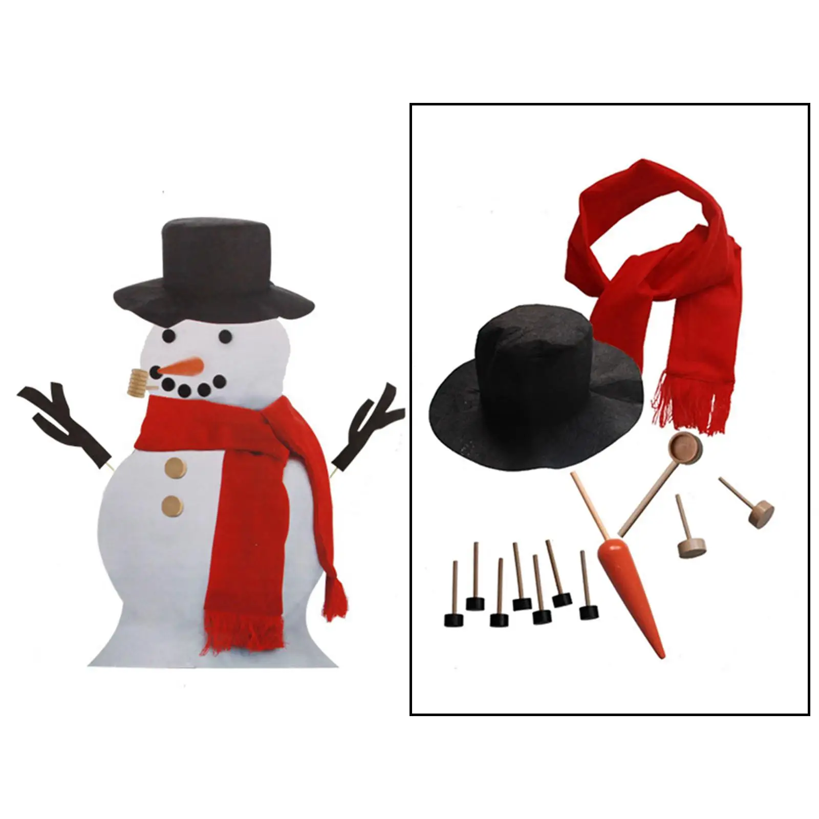 Outdoor Build Your Own Snowman Dress Up Decoration, Hat Scarf Eyes Hands Carrot Nose Snowman Holiday  Activity Toy Gift