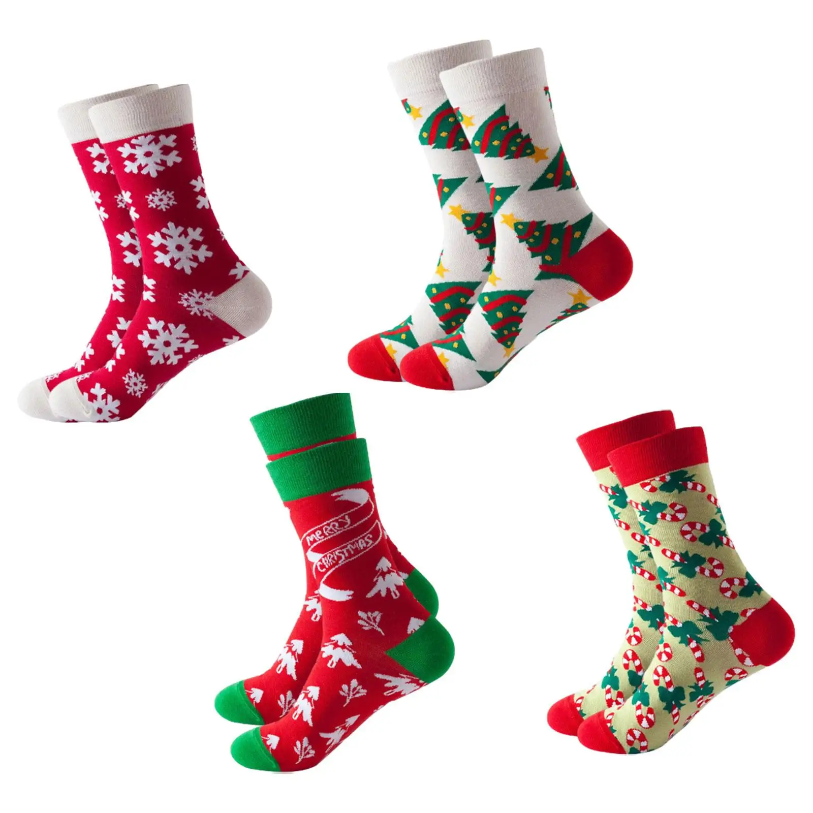 4 Pairs Christmas Socks Boot Stockings Thick Fashion Soft Warmer Socks for Work Cold Weather Daily Wear Festival Fancy Christmas