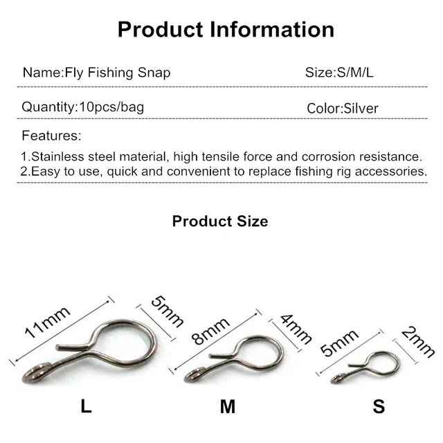 Mosodo Fly Fishing Snap Quick Change For Hook Replacement Connector Ring  Fly Pin Bait Hook Connector Fly Fishing Accessories
