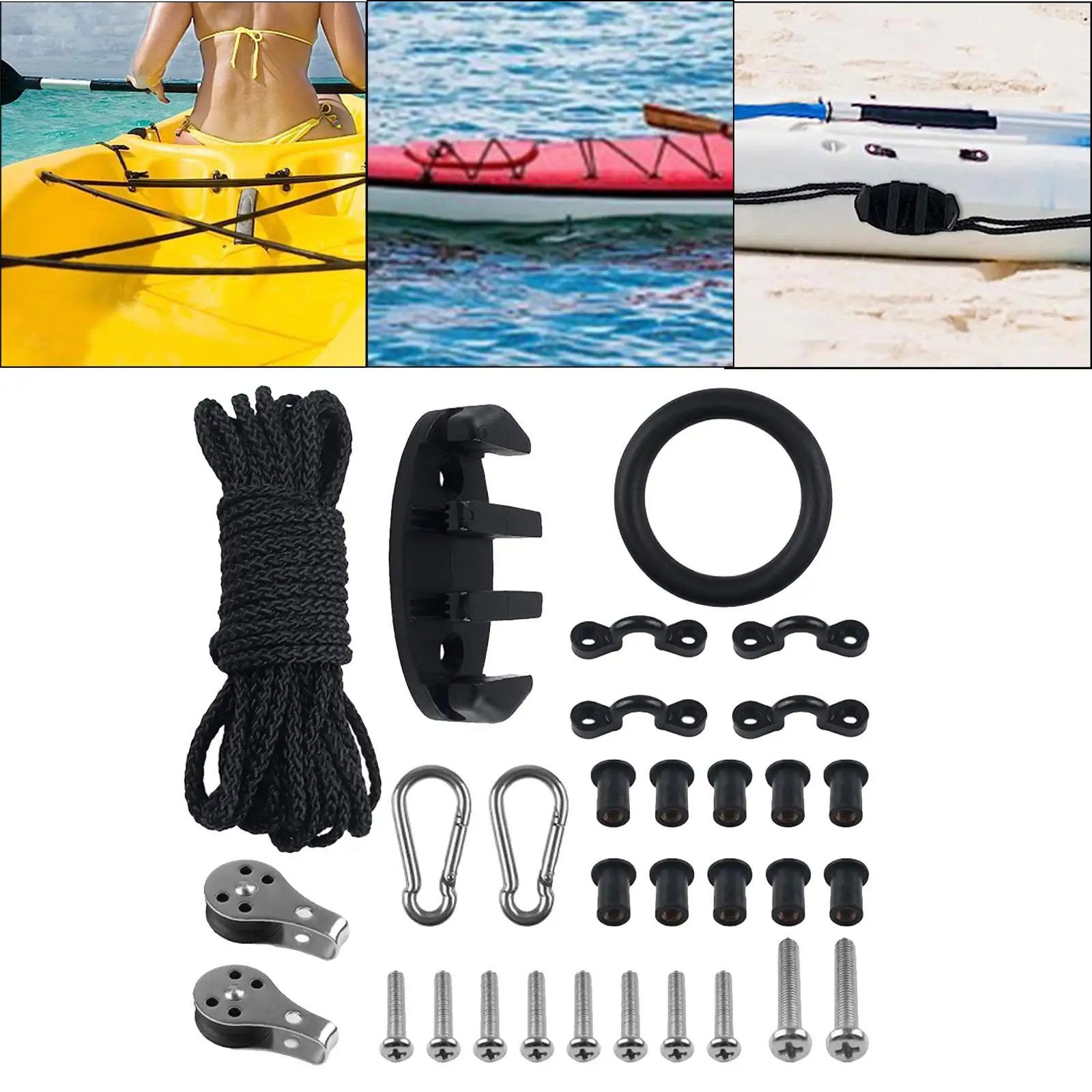 3Pcs Elastic Bungee Shock Cord Kayak Deck Rigging Kit for Outdoor Activities