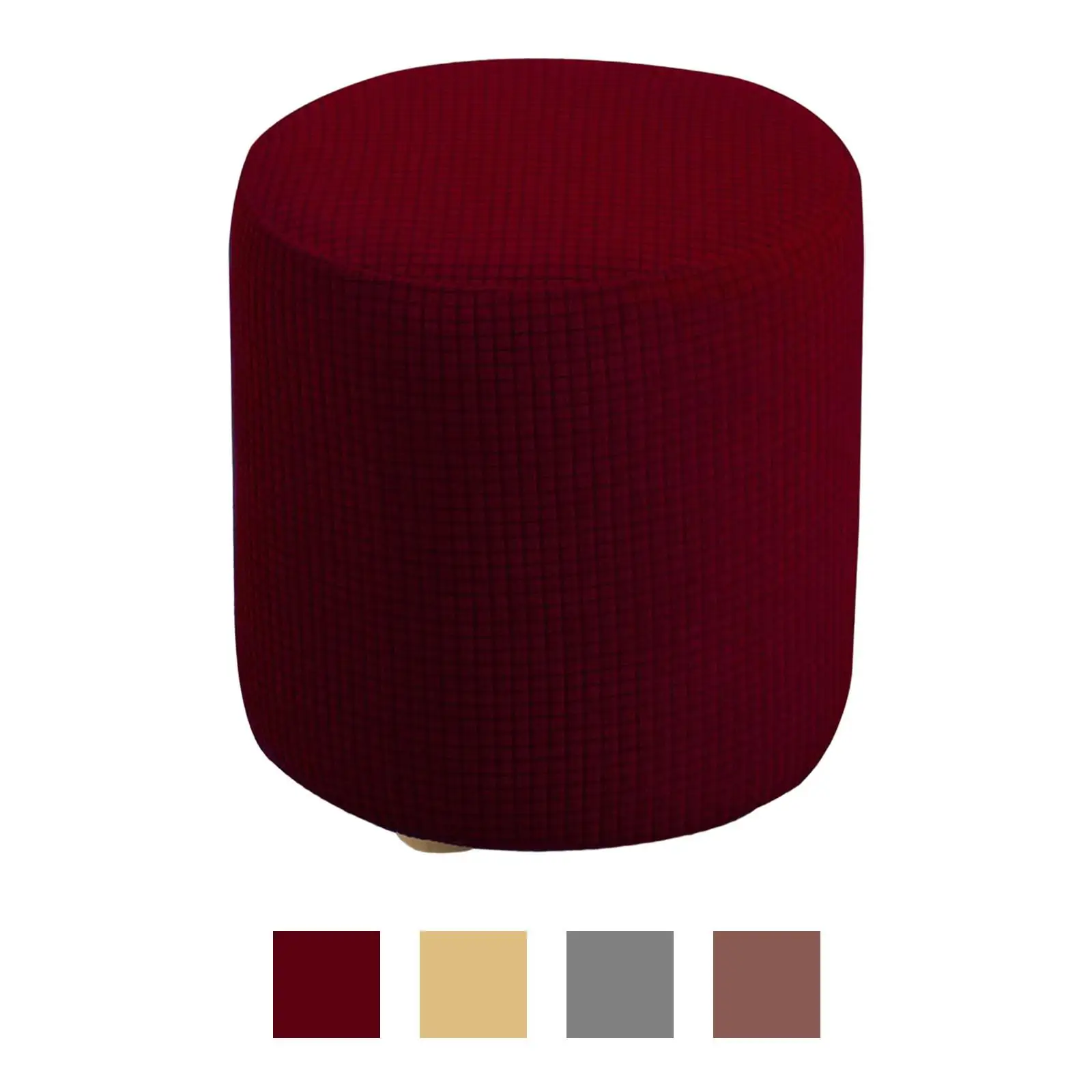 High Stretch Round Ottoman Cover Living Room Storage Ottoman Protect Covers Footstool Slipcover Fits Seat 9.84``-12.60`` inch