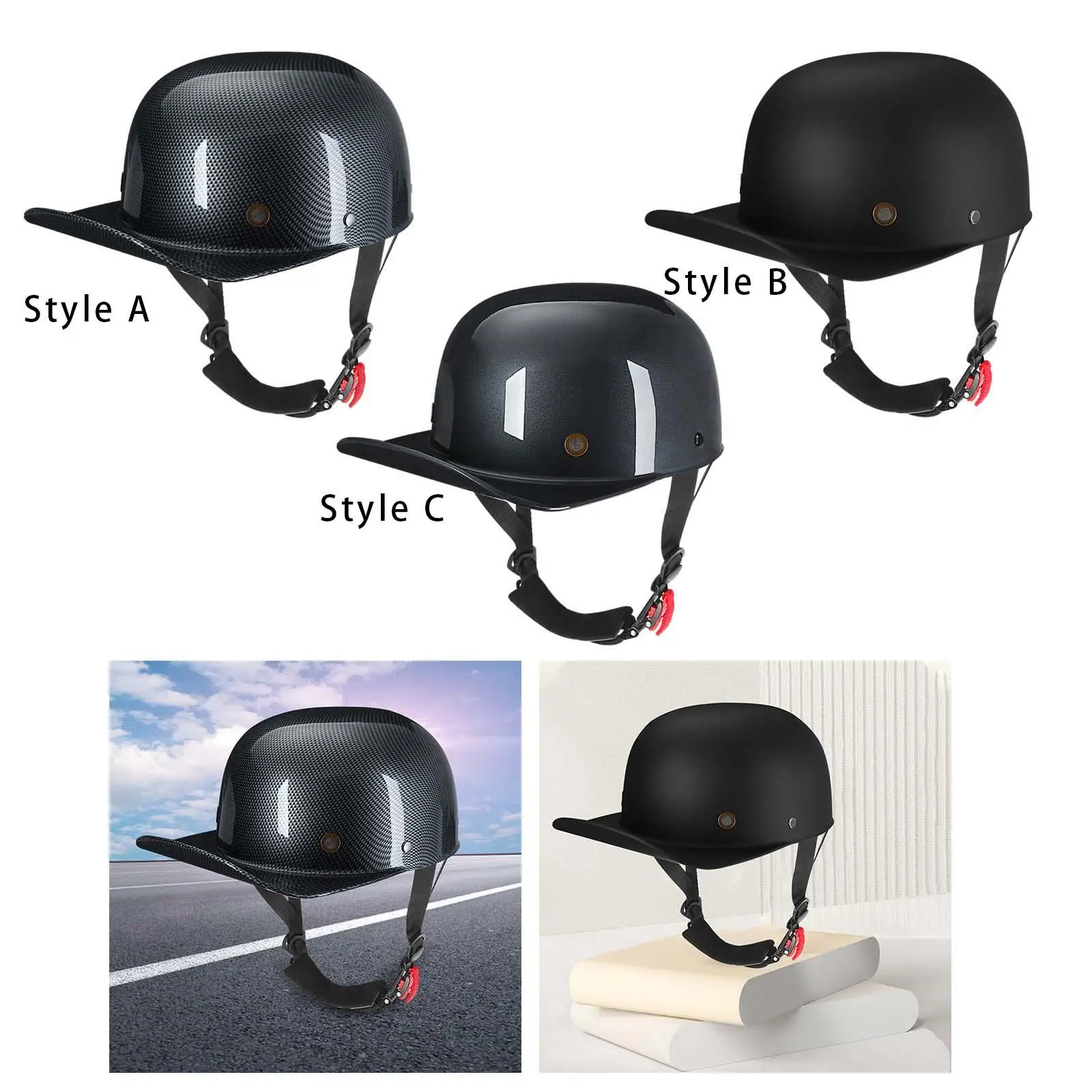 Retro Motorcycle Helmet Open Face Quick Release Strap for ATV Bike