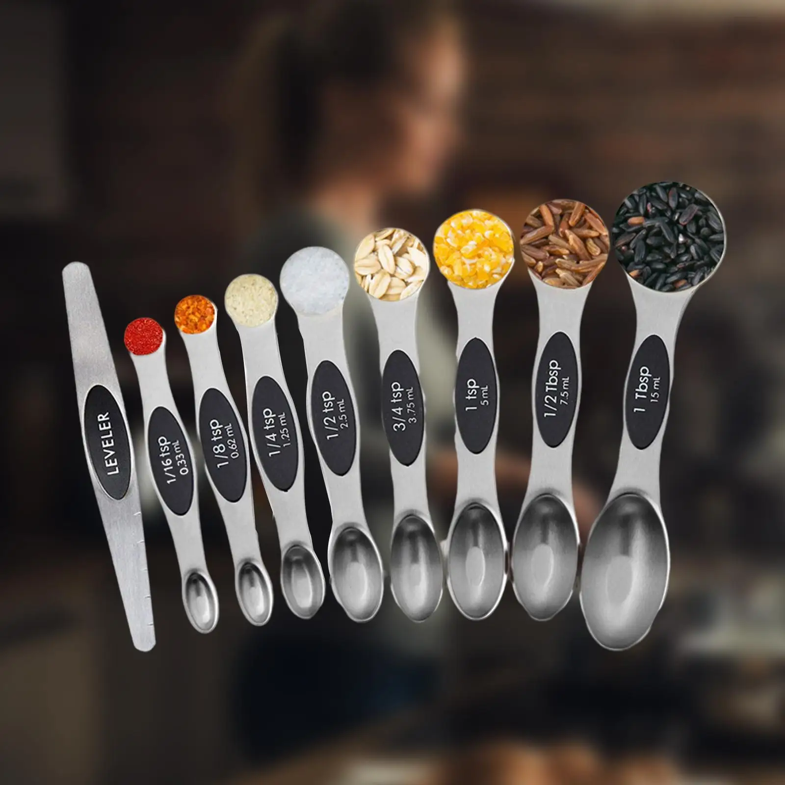 9 Pieces  Measuring Spoons Stainless Steel d Stackable Teaspoon for Measuring Dry and Liquid, Fit for Spice Jars