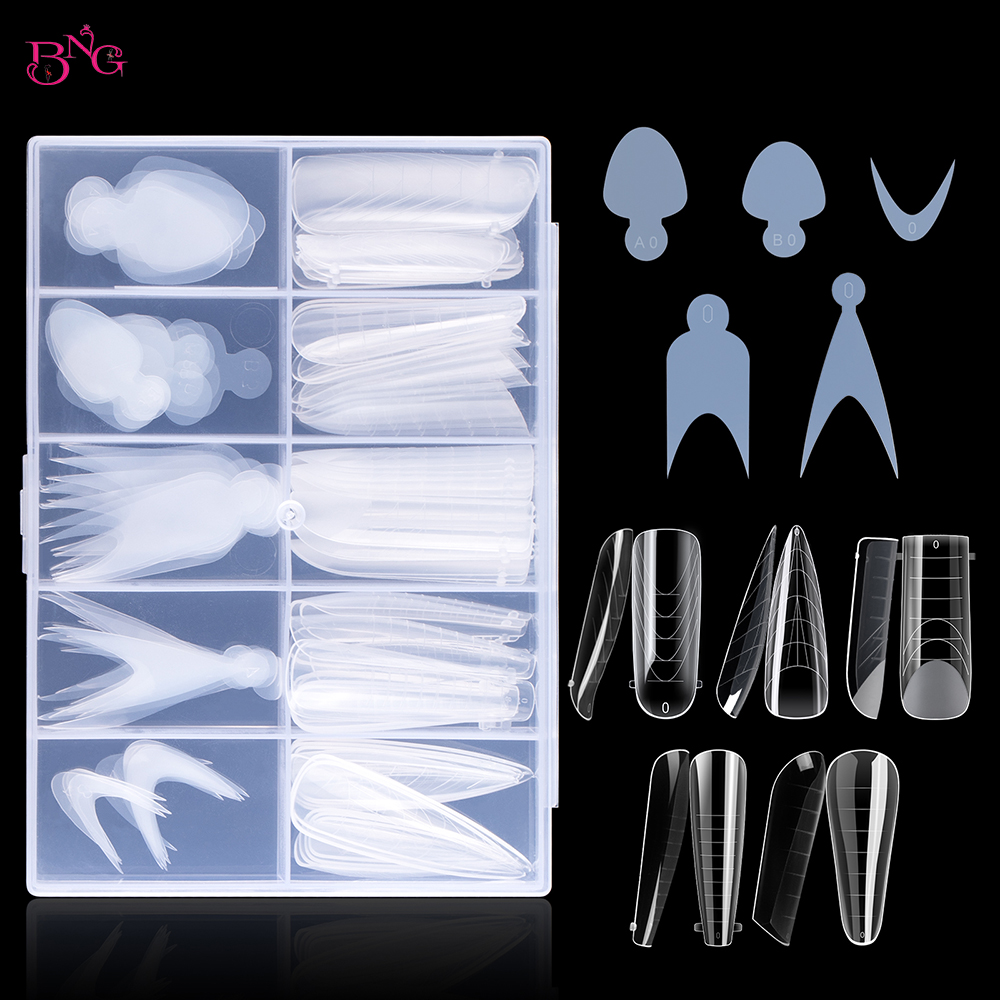 Best of 5 Types Clear Dual Nail Forms Set Nail Extension System Form Tips For Poly Nail Gel With 60pcs Reusable French Silicone Pads Reviews & Tips