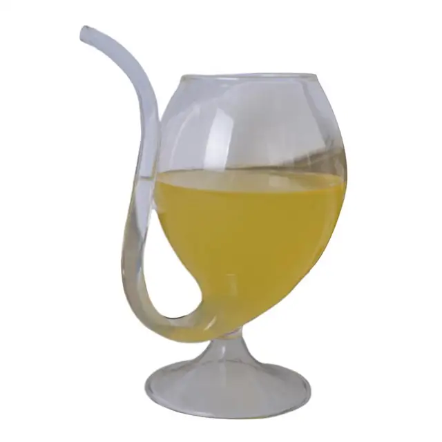 Aosijia 2 Pack Wine Glass Cup with Built-in Straw Creative Fancy