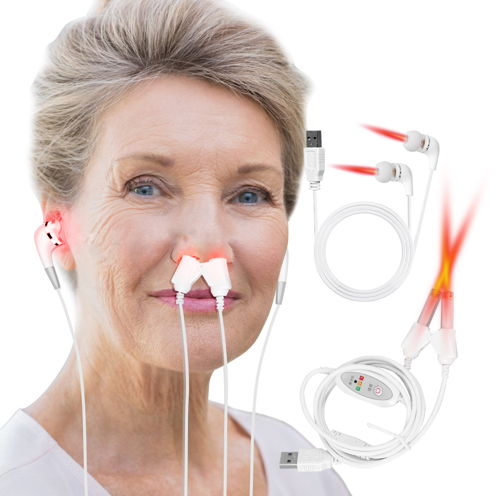 Laser Therapy Rhinitis Sinusitis Machine 650nm Nose Care Bionase Tinnitus Ear Laser Therapy LLLT Irradiation Media Deafness USB