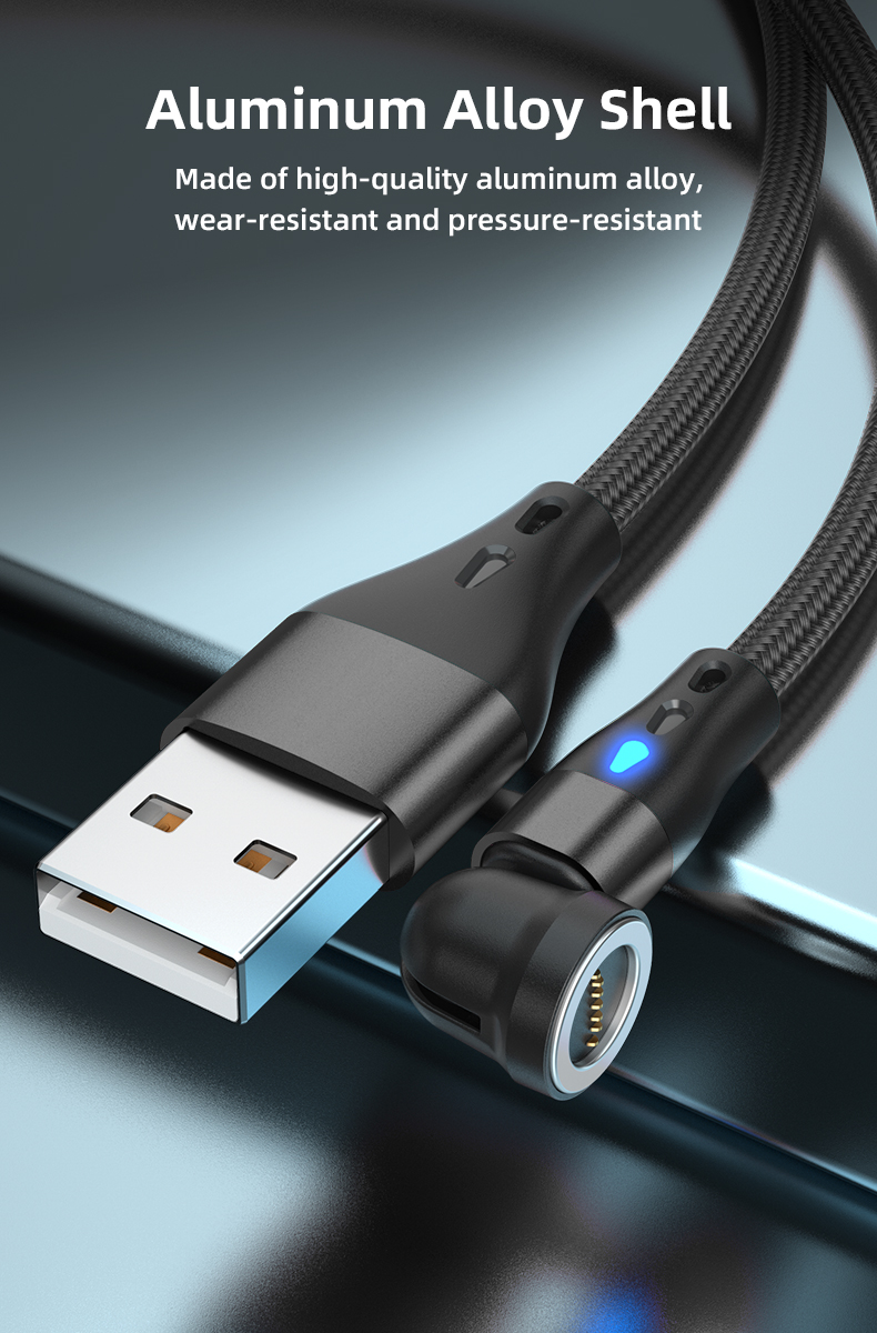 AUFU 5A Magnetic Fast Charging Cable 540 Rotate Magnetic Micro USB Type C Cable For iPhone 14 Samsung Xiaomi Mobile Phone Cable