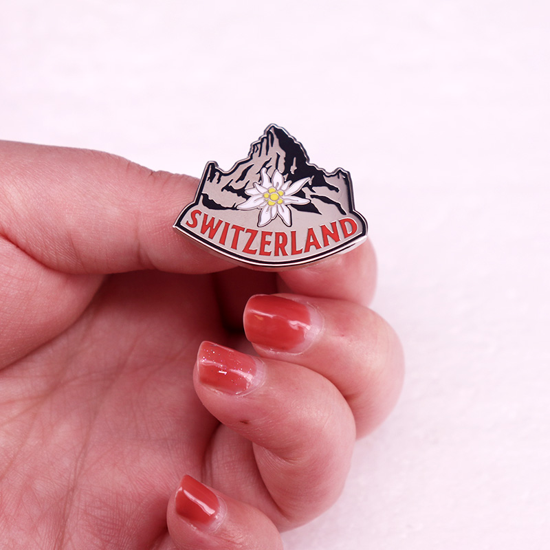 Schweiz Edelweiss Hartemail Pin Schweizer Nationalblume Brosche Schmuck – Detail 4