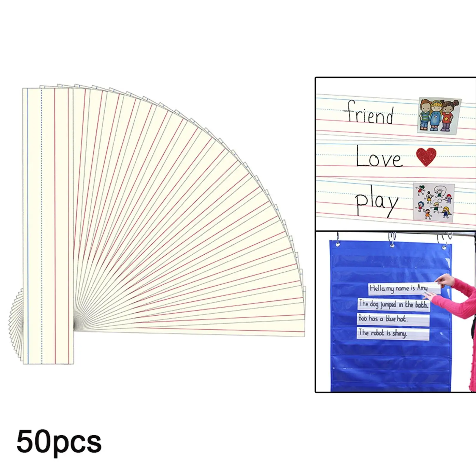 50 Sheets Sentence Strips, Word Strips for Homeschool Classroom  Children